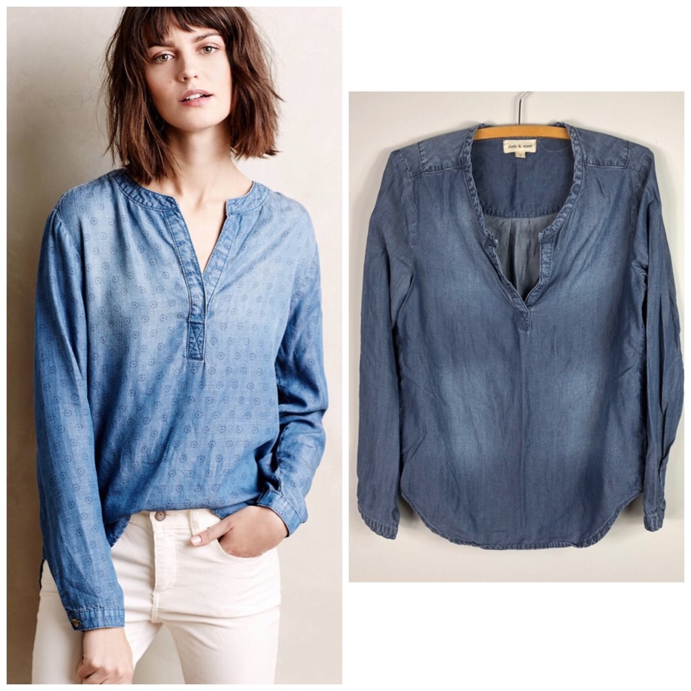 Anthropologie Cloth & Stone Chambray Popover 410 - Picture 1 of 9